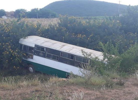 América Dourada: Condutor de ônibus perde controle e sai de rodovia