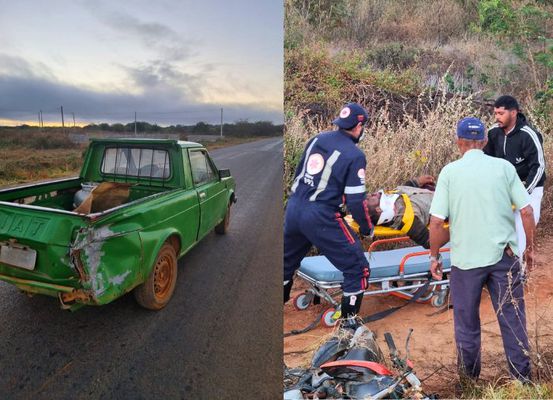 Acidente envolvendo moto e carro é registrado na estrada que liga Ibipeba a Lagoa Grande