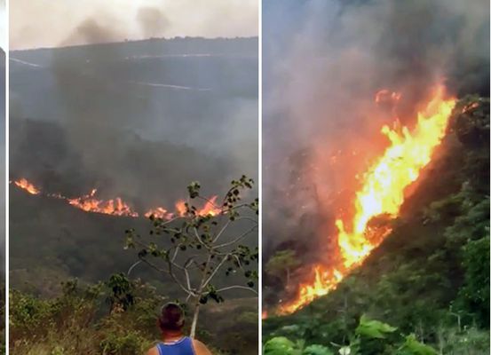Chapada Diamantina: Grande incêndio na Serra do Sincorá entre Ibicoara e Iramaia