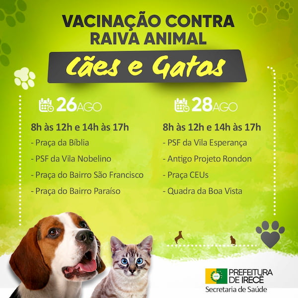 Vacinação Gatos e Cachorros Irecê
